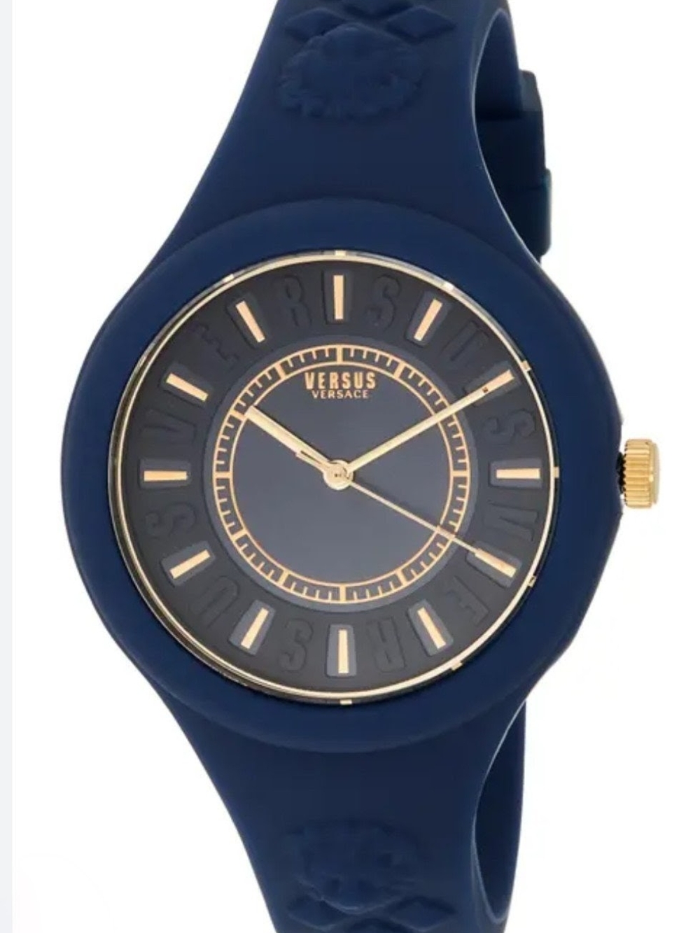 Versus Versace Blue Silicone Watch with Gold-Tone Details
